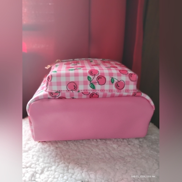 VEGAN LEATHER CHERRY DESIGN MINI BACKPACK - Picture 10 of 10